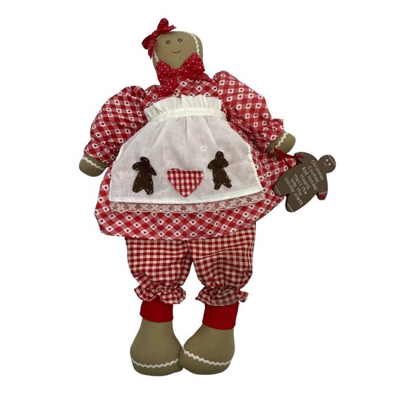 Vintage 1995 House Of Lloyd Christmas Gingerbread Doll, Apron & Bow Shelf Sitter - Picture 7 of 13